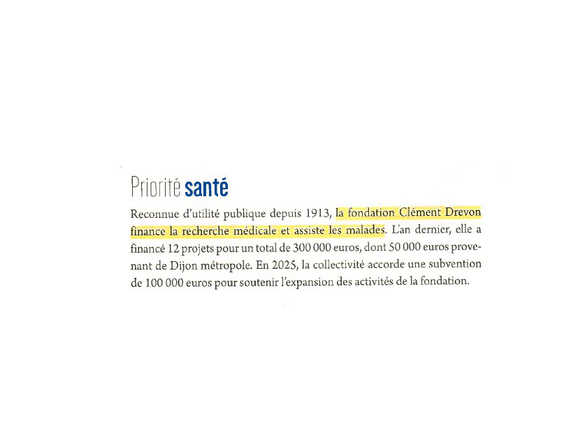 Le magazine Dijon Métropole souligne l’action de la Fondation Clément-Drevon