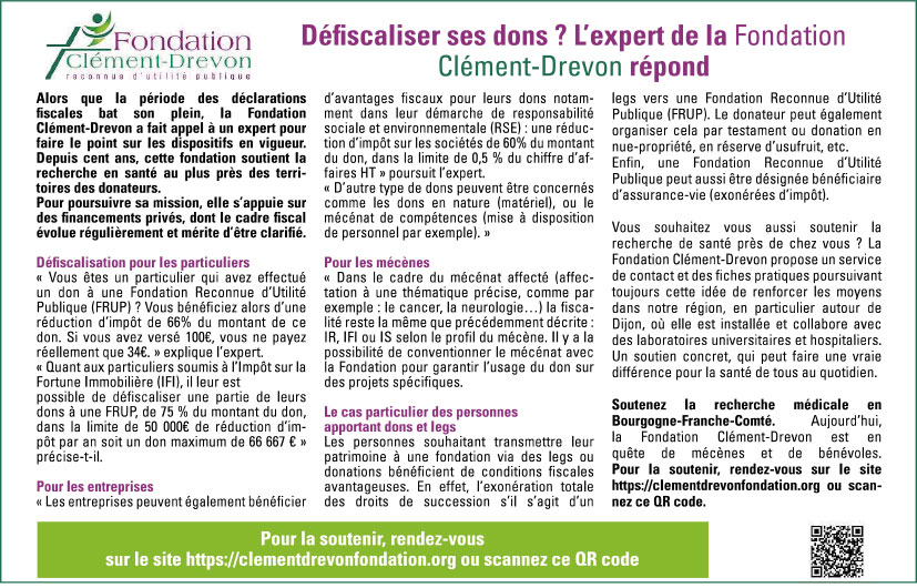 Le Bien Public met en lumière l’expertise de la Fondation Clément-Drevon