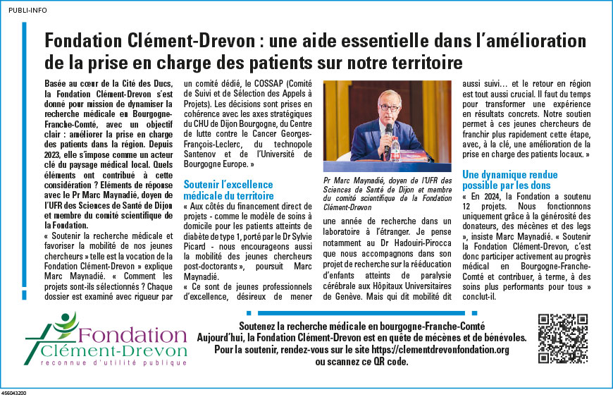 Quand la recherche médicale progresse grâce à la Fondation Clément-Drevon