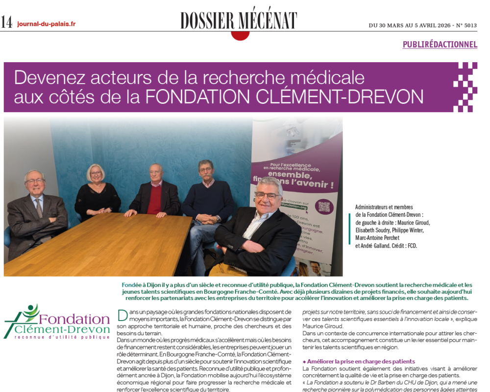 Mécénat et recherche médicale : la Fondation Clément-Drevon mise à l’honneur